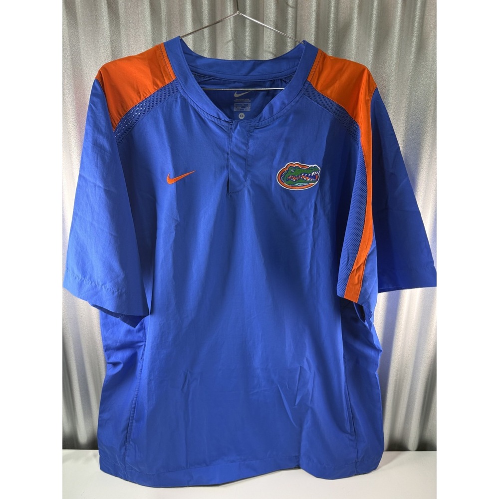 Nike Florida Gators Coaches Jacket Mens XL Blue Orange Short Sleeve Pullover